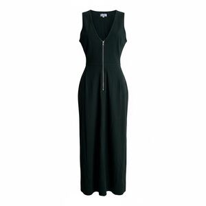 Wray Hunter Green Zip-Front Sleeveless Jumpsuit with Belt